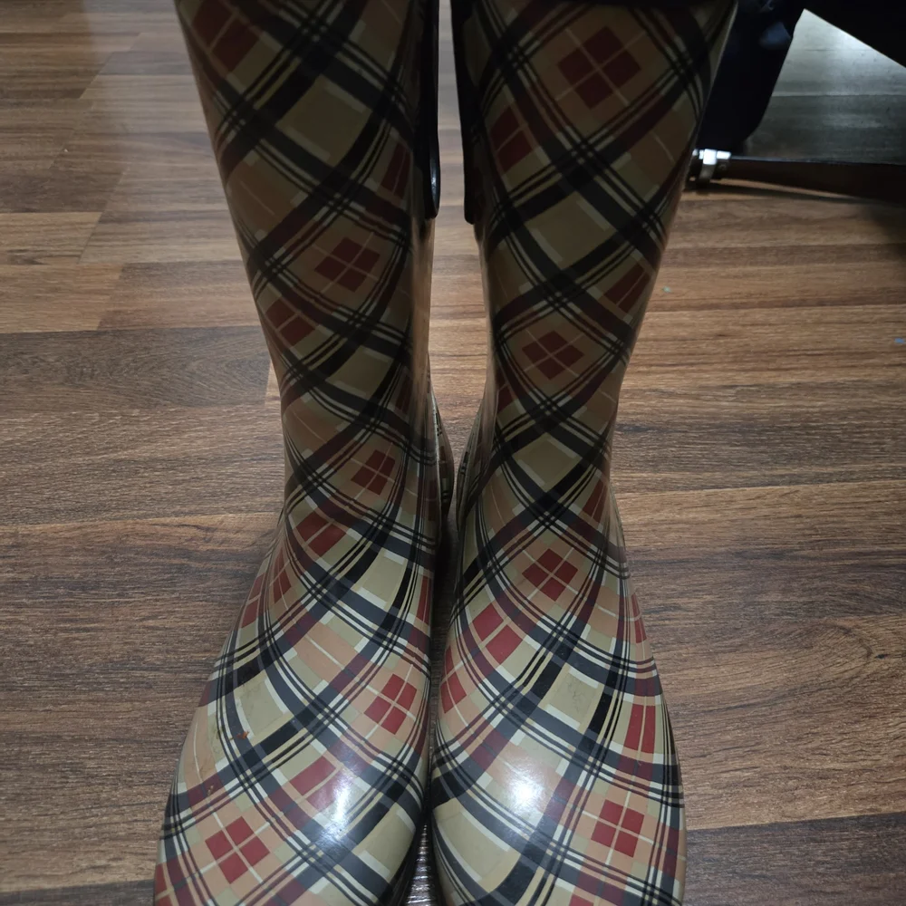 Sperry Top Sider Plaid Winter Rain Boots - Red, Black, Tan